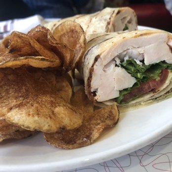 Food 101 - Club 101 sandwich - gluten free wrap style. Serves with house made chips/crisps with their perfect crunch and saltiness. - New American Near Me - Gettysburg, Pennsylvania