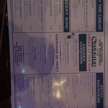 The Cavalier - Menu - Pubs Near Me - Austin, Texas