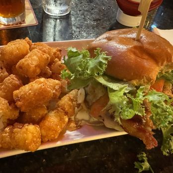 The Maple Leaf Tavern - Burger with a side of tots. Excuse the bite I've taken out of it. - American Near Me - Wilmington, Vermont The Maple Leaf Tavern - Burger with a side of tots. Excuse the bite I've taken out of it. - American Near Me - Wilmington, Vermont