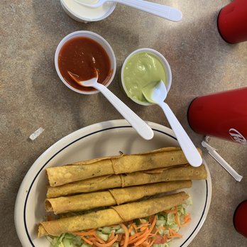 Taqueria El Dorado - Flautas before the toppings. I asked for them on the side. - Mexican Near Me - Albuquerque, New Mexico Taqueria El Dorado - Flautas before the toppings. I asked for them on the side. - Mexican Near Me - Albuquerque, New Mexico