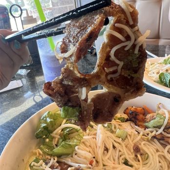 Pho 75 Restaurant - Gigantic piece of beef in #16. Bun Dac Biet (Combination). Should have been cut up better. - Vietnamese Near Me - Aurora, Colorado