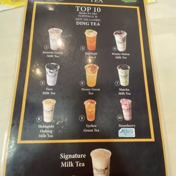 Dinh Tea Oak Park - Part of the Menu - Bubble Tea Near Me - Lenexa, Kansas