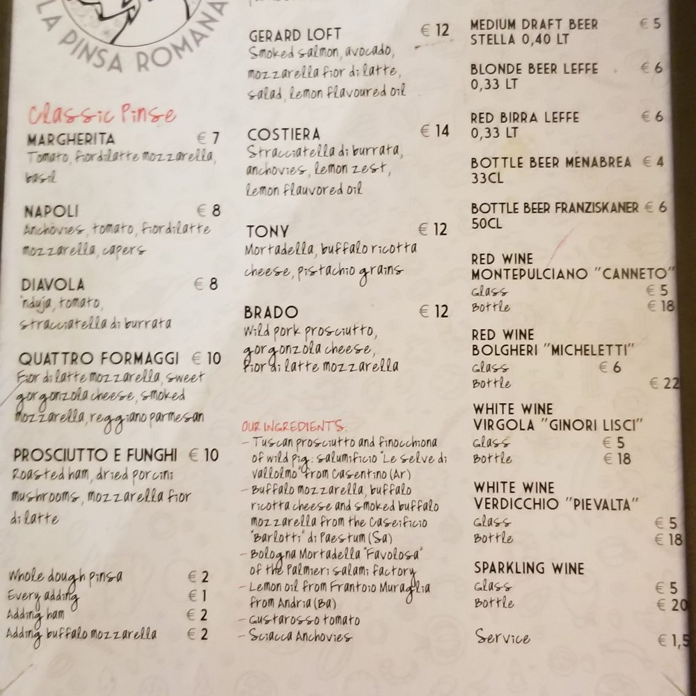 Biancazerozero - Menu - Pizza Near Me - Florence, FI Biancazerozero - Menu - Pizza Near Me - Florence, FI