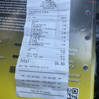 Rol San - Auto Gratuity added.  Staff are very efficient they deserve it. - Dim Sum Near Me - Toronto, Ontario