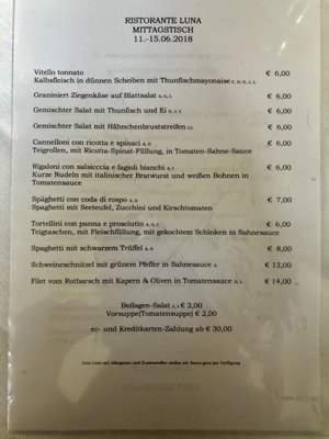 Menu photo 1 Ristorante Luna Hamburg, HH Menu photo 1 Ristorante Luna Hamburg, HH