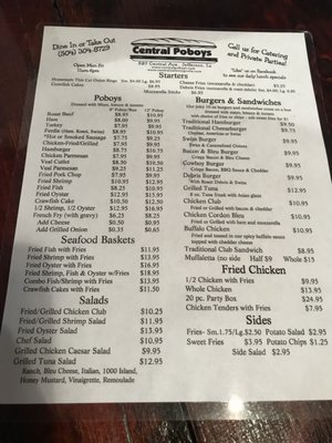 Menu photo 8 Central Poboys Jefferson, LA