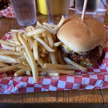 The Cardinal - The Cardinal burger with fries - Burgers Near Me - Boone, North Carolina The Cardinal - The Cardinal burger with fries - Burgers Near Me - Boone, North Carolina