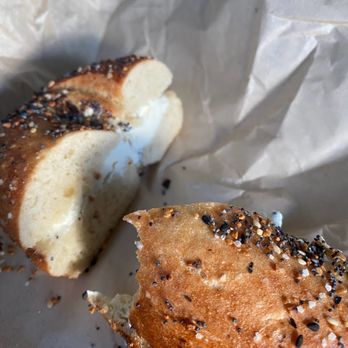 Lox, Stocks & Bagels - Everything bagel with cream cheese - Bagels Near Me - Eugene, Oregon