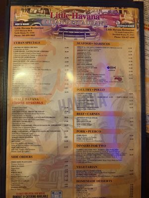 Menu photo 2 Little Havana Restaurant North Miami, FL Menu photo 2 Little Havana Restaurant North Miami, FL