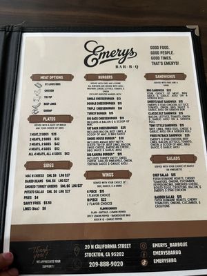 Menu photo 2 Emerys BBQ Stockton, CA