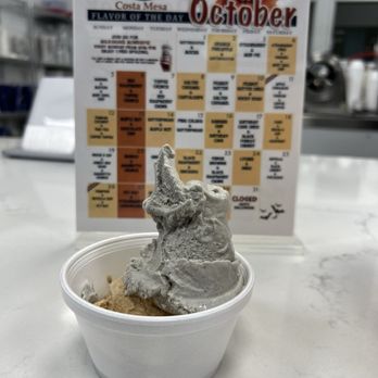 Elite Experience: Strickland's Ice Cream - Black sesame and Reese's cup, flavor calendar behind! - Yelp Events Near Me - Costa Mesa, California