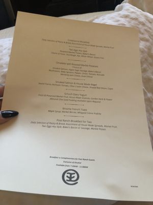 Menu photo 3 Post Ranch Inn Big Sur, CA