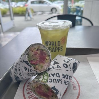 World Wrapps - Spicy tuna nori wrap with pineapple mint juice - Wraps Near Me - Palo Alto, California