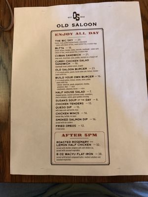 Menu photo 1 Old Saloon Emigrant, MT