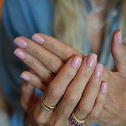 Da Beauty Bar - Manicure at DA Beauty Bar features a soft blush-pink polish with a glossy finish, creating a timeless look with beautifully groomed nails.