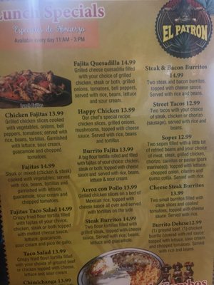 Menu photo 1 El Patron Authentic Mexican Cuisine Des Moines, IA