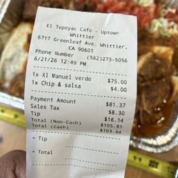 Price paid for Chile Verde Manuel special to go for 2-4 people with a side of chips. Price paid for Chile Verde Manuel special to go for 2-4 people with a side of chips.