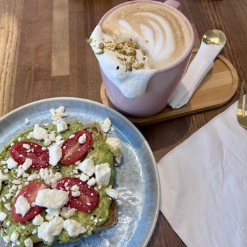 Cafe Lilia - Avocado toast , pistachio drink - Cafes Near Me - Mountlake Terrace, Washington