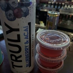 The Statey Bar And Grill - Blueberry Truly & cherry Jell-O shots