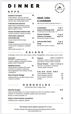 Menu photo 5 McKinley Creekside Cafe Denali, AK