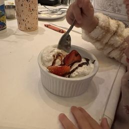 Ice cream and strawberries