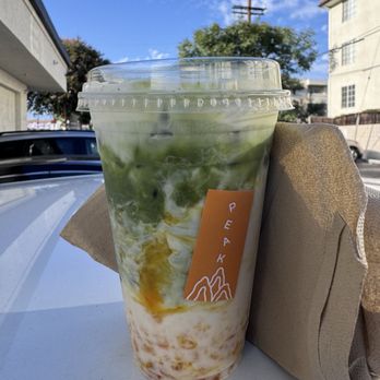 Peak Cafe - Best Matcha ever!! Mango matcha (I like it half sweet with almond milk) - Cafes Near Me - Northridge, California Peak Cafe - Best Matcha ever!! Mango matcha (I like it half sweet with almond milk) - Cafes Near Me - Northridge, California