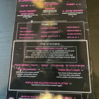 Hill Street Brewing - Back side of menu as there is no photo of it here yet - Barbeque Near Me - Oceanside, California