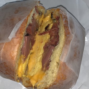 Frankel's Delicatessen - Pastrami egg and cheese on challah bread - Delis Near Me - Brooklyn, New York