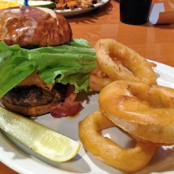 P J Marley's - Longmire burger and onion rings - New American Near Me - Medina, Ohio