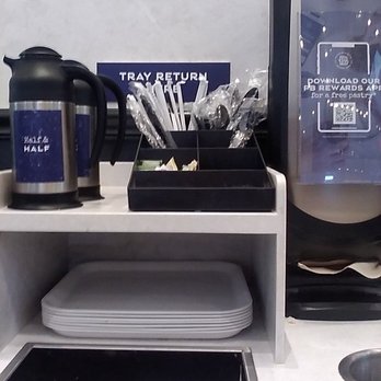 Paris Baguette - napkins, straws, plastic utensils, creamers of different kinds and trays. Trash at the bottom. - Bakeries Near Me - North Hollywood, California Paris Baguette - napkins, straws, plastic utensils, creamers of different kinds and trays. Trash at the bottom. - Bakeries Near Me - North Hollywood, California