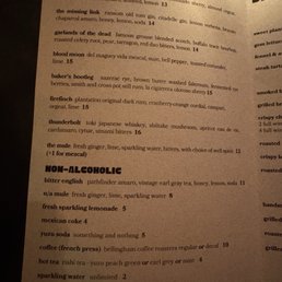 Cocktail menu