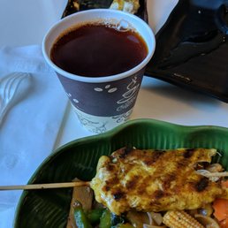 Chicken satay and tea