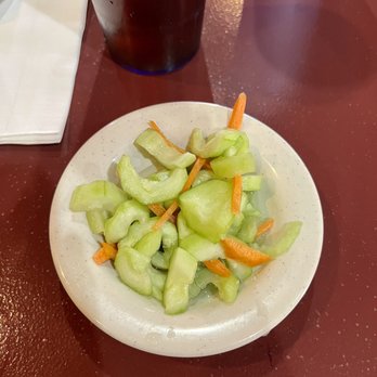 Wacky Mongolian Grill - a plate of cucumbers and carrots - Mongolian Near Me - Spring, Texas