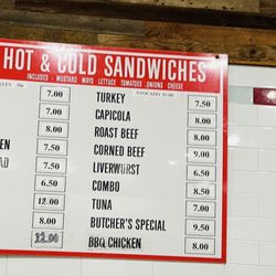 South Shores Meat Shop - Menu board