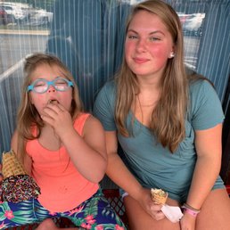 Happy girls eating their favorite ice cream.