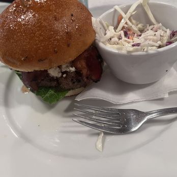 The Black Molly Grill - Blue cheese burger with bacon and Cole slaw Very yummy - American Near Me - St. Augustine, Florida