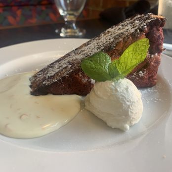 Trio - Dessert of the day: Red velvet bread with yogurt - Burgers Near Me - Charlotte, North Carolina Trio - Dessert of the day: Red velvet bread with yogurt - Burgers Near Me - Charlotte, North Carolina