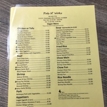 Pots n' Woks - Vegan menu - Chinese Near Me - Whittier, California Pots n' Woks - Vegan menu - Chinese Near Me - Whittier, California