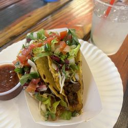 El Guapo Burro Cantina - Ground beef tacos.  Just the way my husband likes them.  Not too spicy. Ask for the southwest dressing for a less spicy experience.