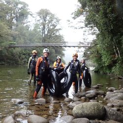 Underworld Rafting - After the cave tour, ready to tackle the rapids.