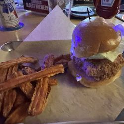 Doc Holidays Bar & Grill - Fried chicken sando w/ sweet potato fries