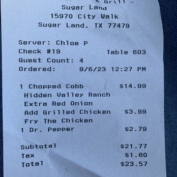 Baker St. Pub & Grill - Decided to try again and the same thing happened. I got charged extra for chicken when it comes with chicken. - Pubs Near Me - Sugar Land, Texas