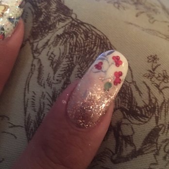 Nail Works - Ombré glitter and cherry blossoms. - Nail Salons Near Me - Oxnard, California Nail Works - Ombré glitter and cherry blossoms. - Nail Salons Near Me - Oxnard, California