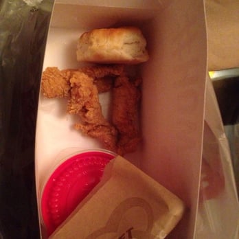KFC - My minature tenders. Stacked side by side they were smaller than the lid for my side - Fast Food Near Me - Citrus Heights, California