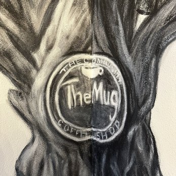The Mug - Hand-painted logo on their wall indoors. Very cool. - Coffee & Tea Near Me - Fresno, California The Mug - Hand-painted logo on their wall indoors. Very cool. - Coffee & Tea Near Me - Fresno, California