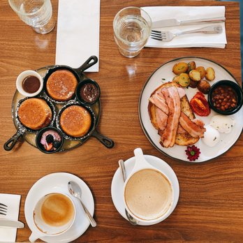 Palate Kitchen - mini hotcake trio and palate breakfast - Restaurants Near Me - Vancouver, British Columbia