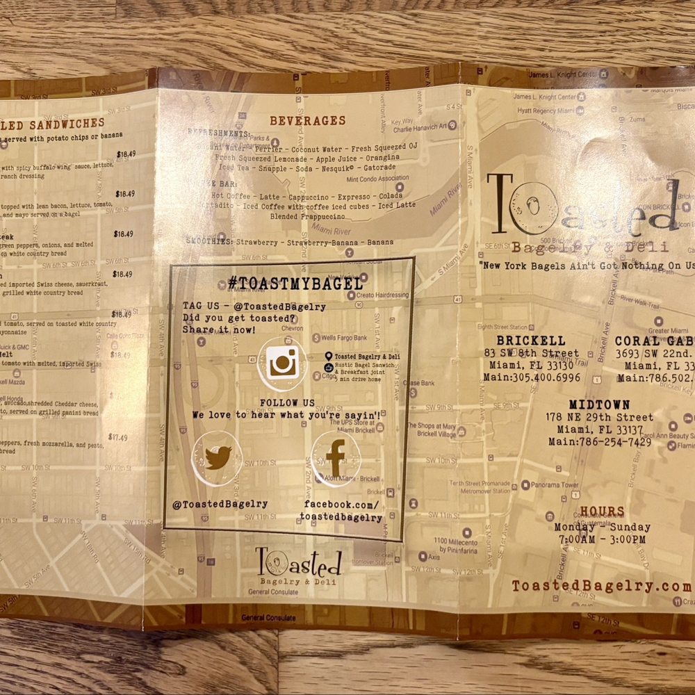 Toasted Bagelry & Deli - Menu 1/2. - Bagels Near Me - Miami, Florida Toasted Bagelry & Deli - Menu 1/2. - Bagels Near Me - Miami, Florida