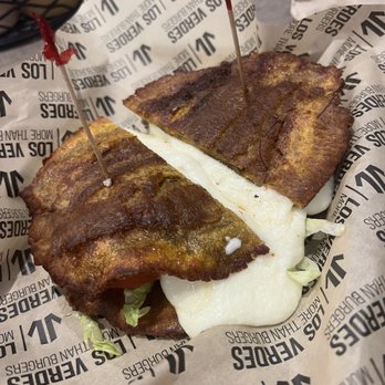 Los Verdes - Oh man!! This was delicious!! Tostones with cheese! - Burgers Near Me - Miami, Florida