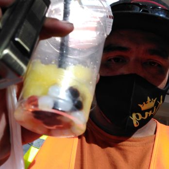 Bubble Tea Station Cafe - Mango with 3 different bobas - Bubble Tea Near Me - Reno, Nevada