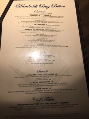 Menu photo 1 Humboldt Bay Bistro Eureka, CA